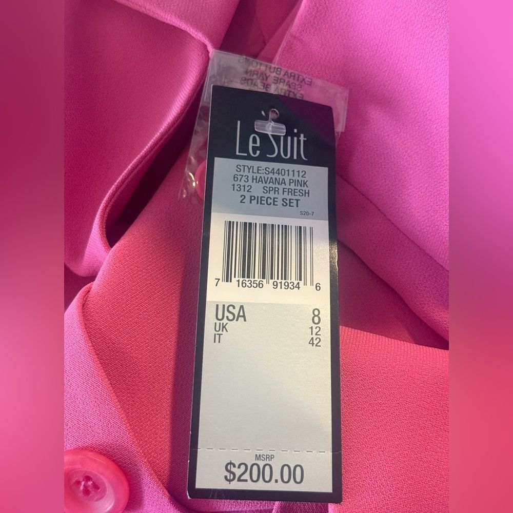 NWT Le Suit Skirt Suit Women's Size 8 Pink 2-Piece Set Blazer & Skirt - Picture 7 of 13